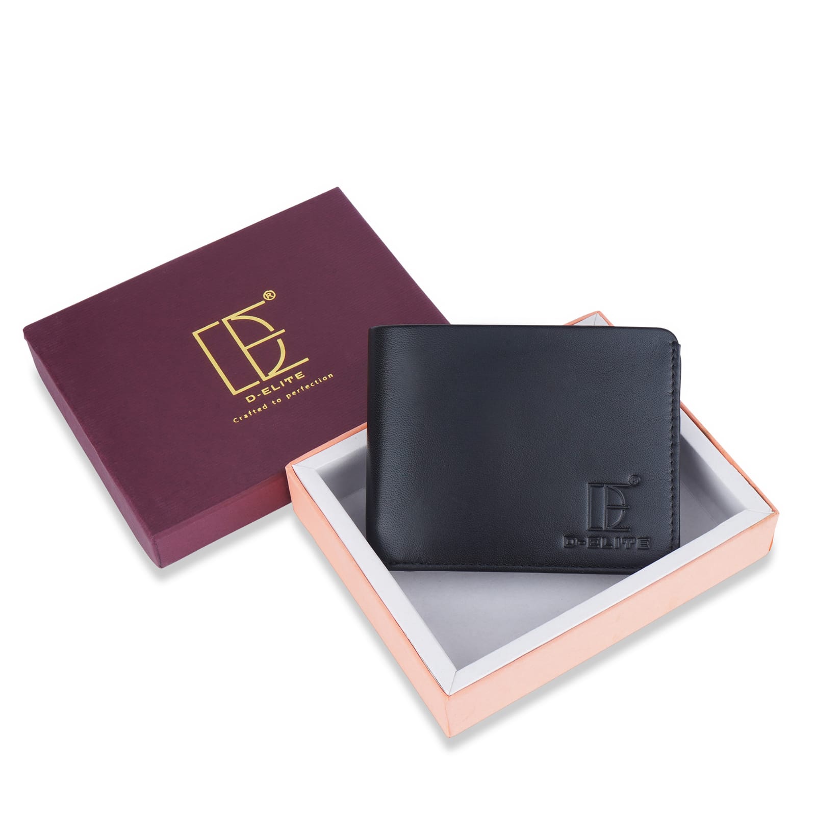 D-Elite Men Black Plain Genuine Leather  Wallet